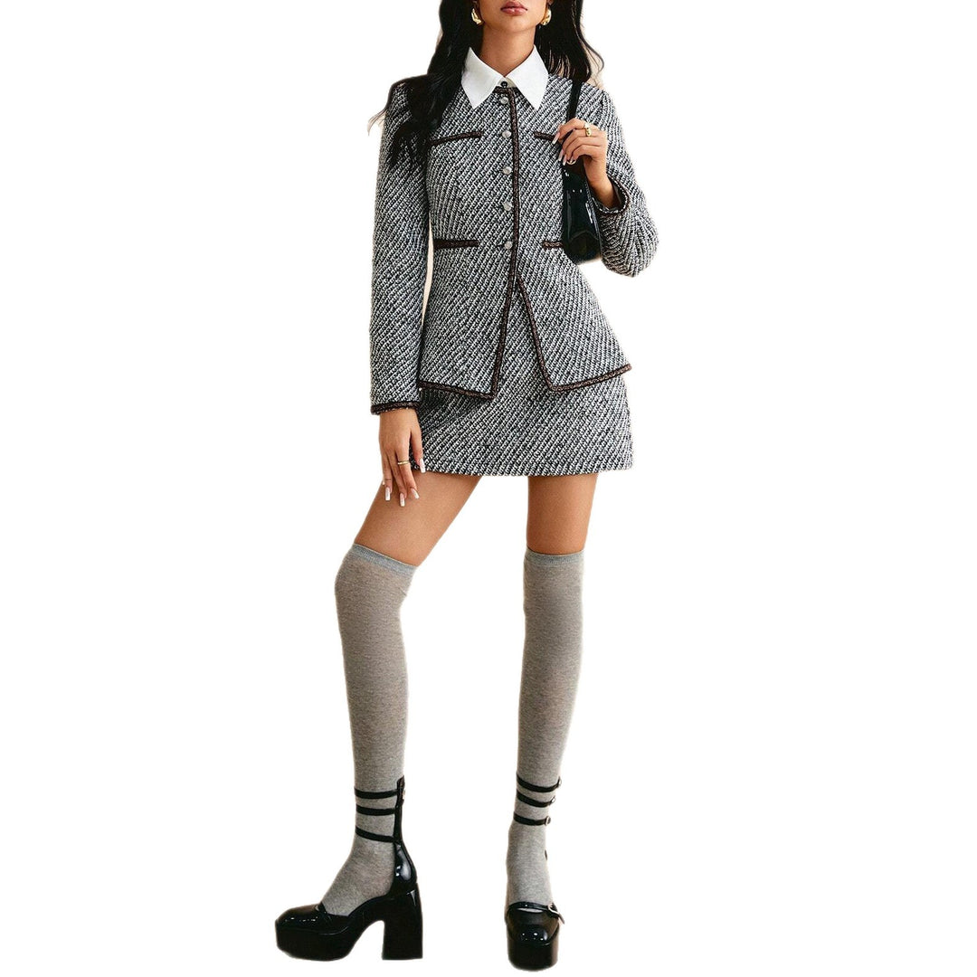 Damen Modische Tweedjacke mit Rock Drune