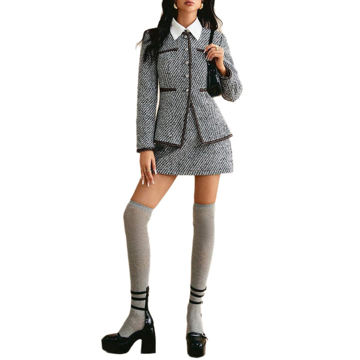 Damen Modische Tweedjacke mit Rock Drune