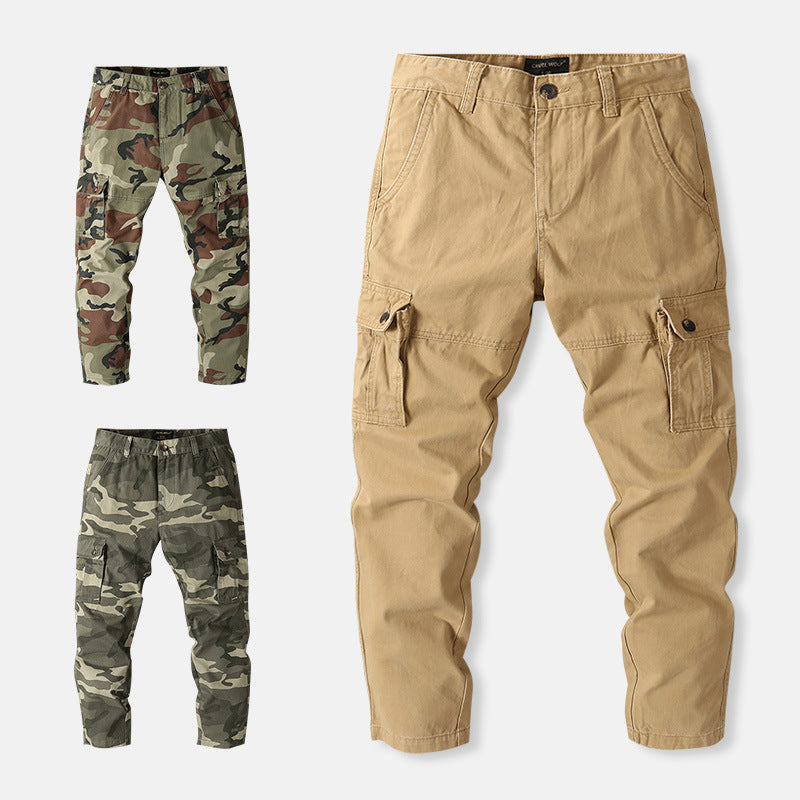 Herren Cargohose mit taktischem Tarnmuster und mehreren Klappentaschen Drune