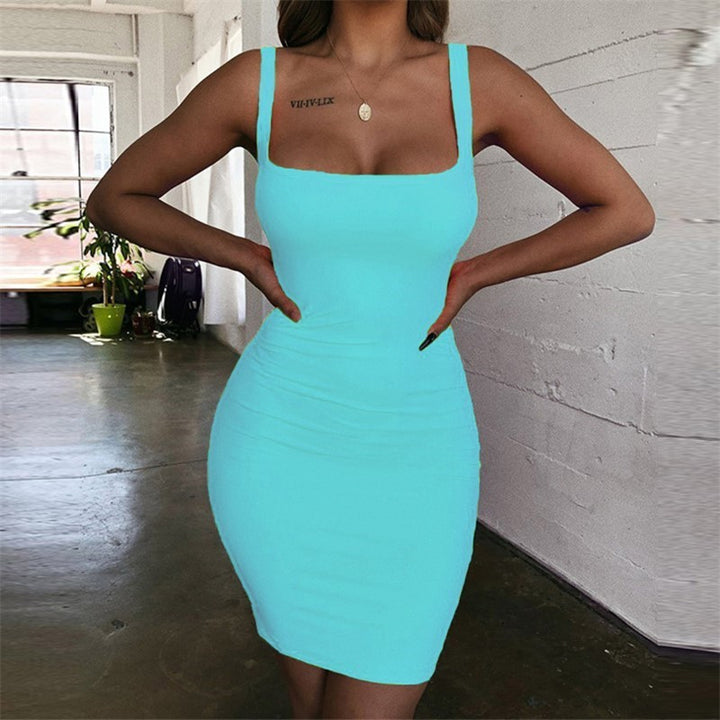 Damen Bodycon Minikleid mit breiten Trägern und taillierter Silhouette Drune