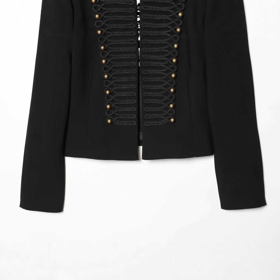 Damen nan militarisch inspirierte Kurzjacke mit dekorativem Kordelbesatz und Stehkragen Drune