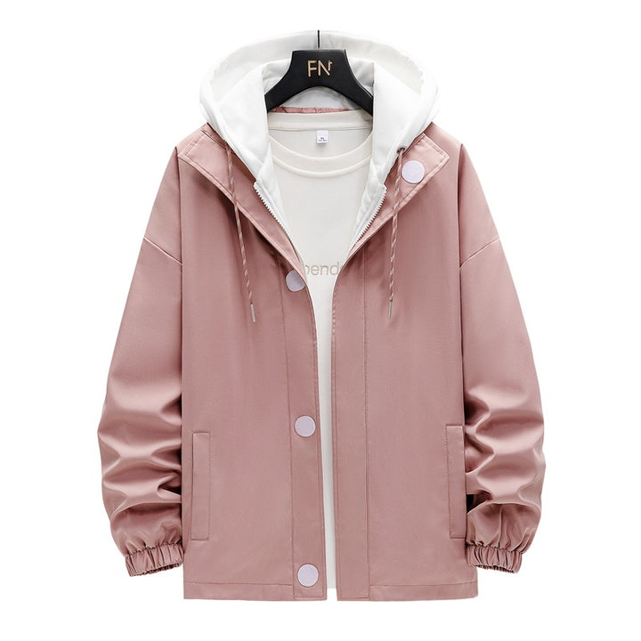 Herren zweilagige Kapuzen‑Overlayerjacke mit kontrastierter Innenkapuze und elastischen Bündchen Drune