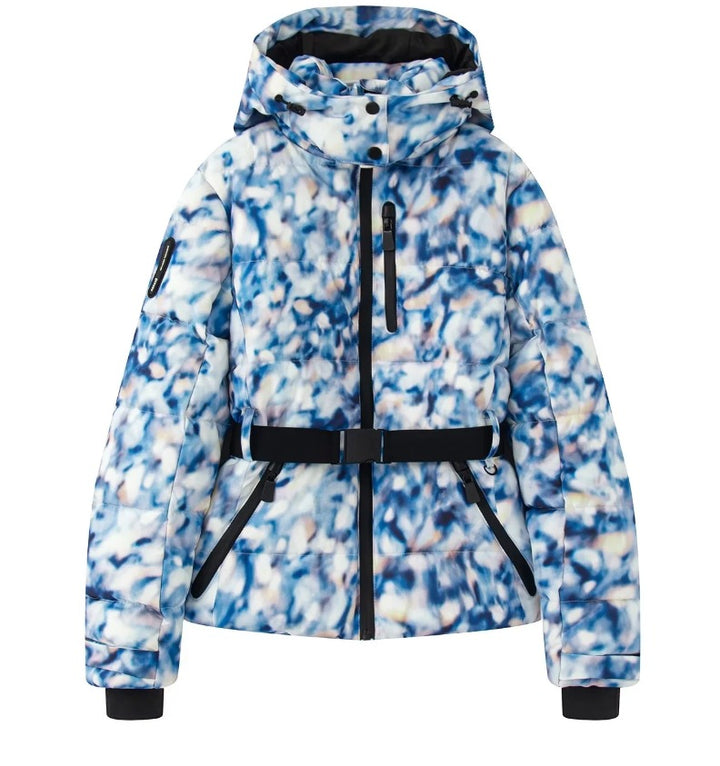 Damen 100+ gesteppte Ski- und Winterjacke mit Kapuze, Taillengürtel & wasserdichten Reißverschlüssen Drune