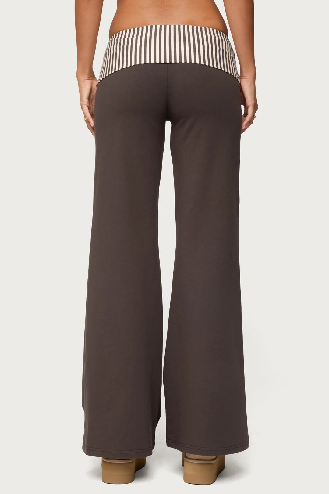 Damen Palazzo-Hose mit gestreiftem Bund und lässigem Schnitt Drune