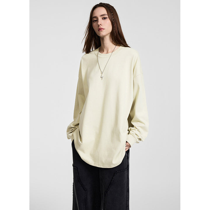 Herren Oversize-Langarmshirt mit überschnittener Schulter und Rundhalsausschnitt Drune