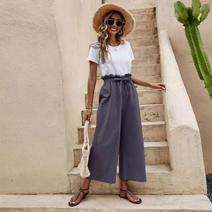 Damen Legere Culottes mit hoher Taille und weitem Bein Drune