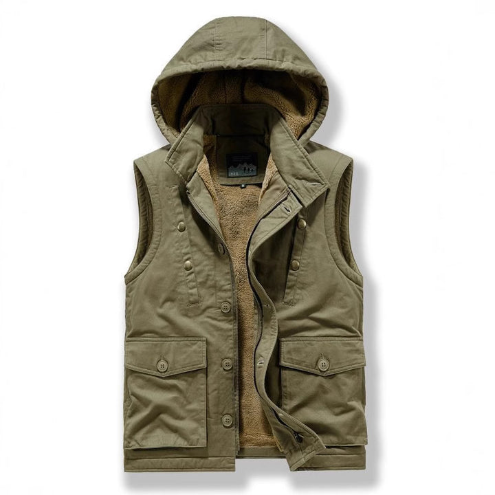 Herren wattierte Utility-Weste mit Teddyfutter und Kapuze Drune
