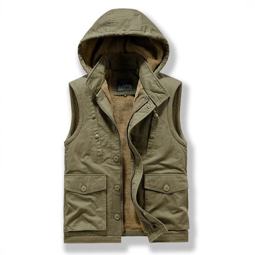 Herren wattierte Utility-Weste mit Teddyfutter und Kapuze Drune