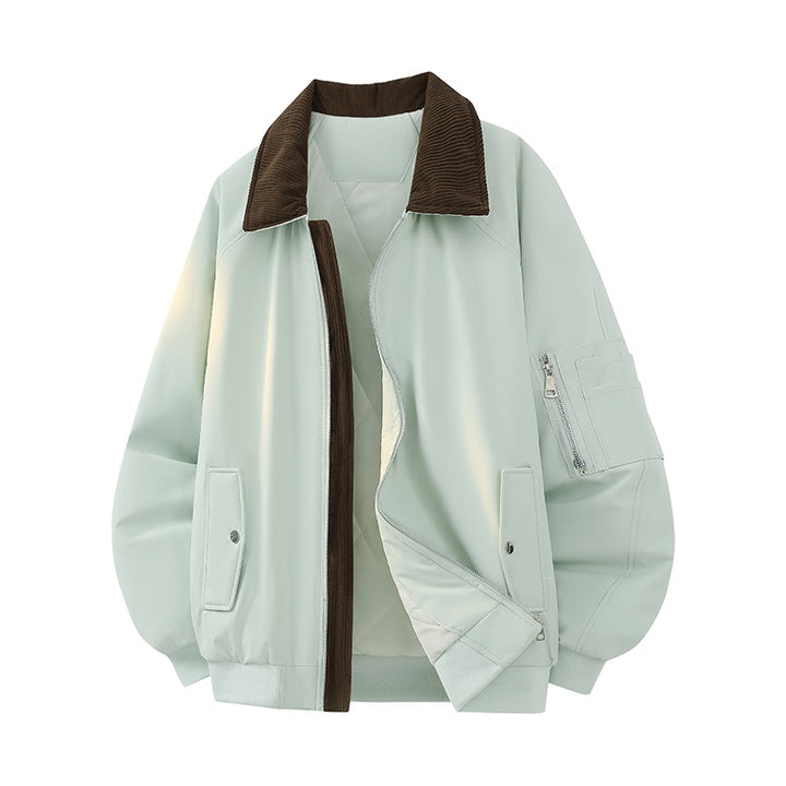 Herren Oversize Bomberjacke mit gesteppter Thermo-Innenfüllung, kariertem Innenkragen & Ärmeltasche Drune