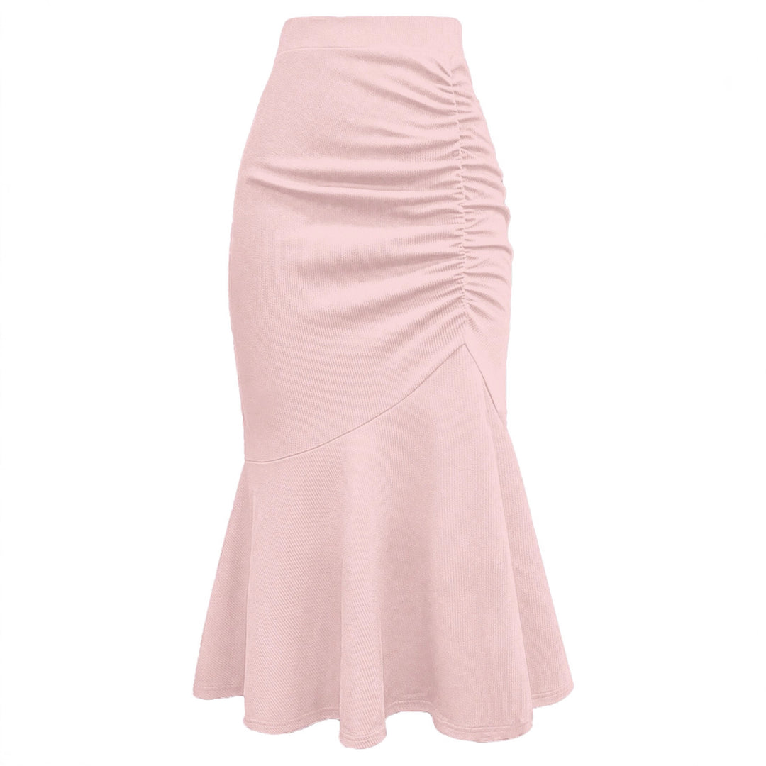 Damen Taillierter Midirock mit seitlicher Raffung und ausgestelltem Volant-Saum Drune