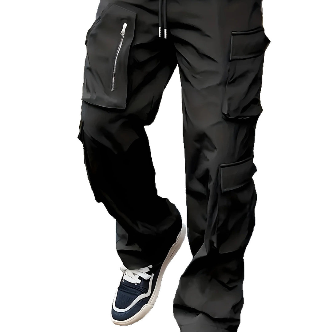 Herren Multifunktionale Cargohose mit großen Klapp‑ und Reißverschlusstaschen sowie Kordelzug Drune