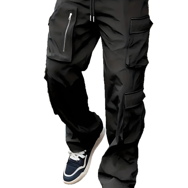 Herren Multifunktionale Cargohose mit großen Klapp‑ und Reißverschlusstaschen sowie Kordelzug Drune