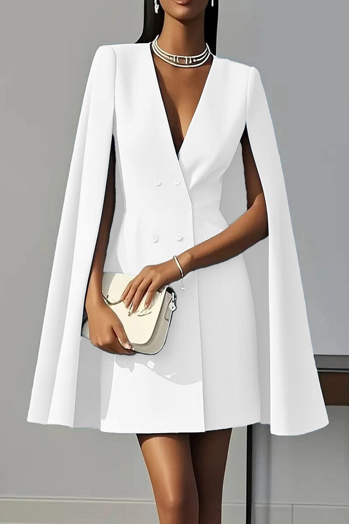 Damen Kurzblazer-Kleid mit Cape-Ärmeln und doppelreihiger Knopfleiste Drune