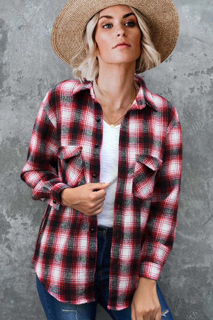 Damen Karo-Hemdjacke aus weichem Flanell mit praktischen Taschen Drune
