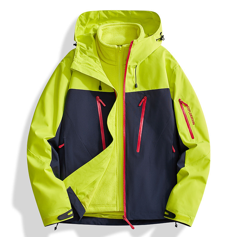 Herren Zwei-in-Eins Softshell-Outdoorjacke mit abnehmbarer Fleece-Innenjacke und wasserdichten Reißverschlüssen Drune