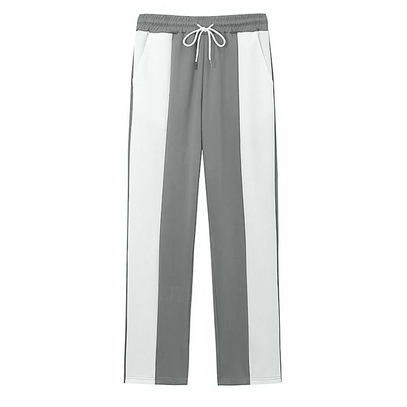 Herren nan sportive Trackpants mit seitlichen Kontrastbahnen elastischem Bund Kordelzug und Hirschstickerei Drune