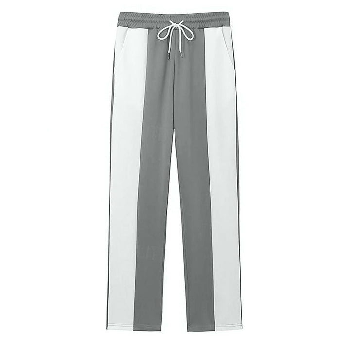 Herren nan sportive Trackpants mit seitlichen Kontrastbahnen elastischem Bund Kordelzug und Hirschstickerei Drune