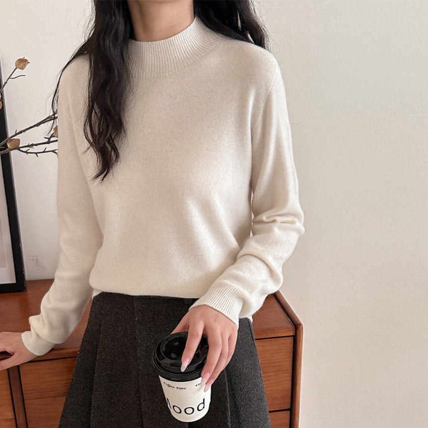 Damen Feiner Feinstrick-Pullover mit kurzem Stehkragen und Kaschmir-Optik Drune