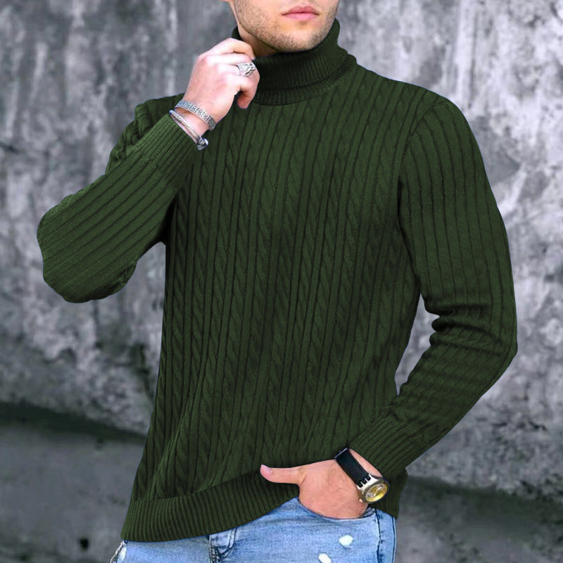 Herren eleganter Rollkragenpullover mit exquisiter Zopfmusterstruktur Drune