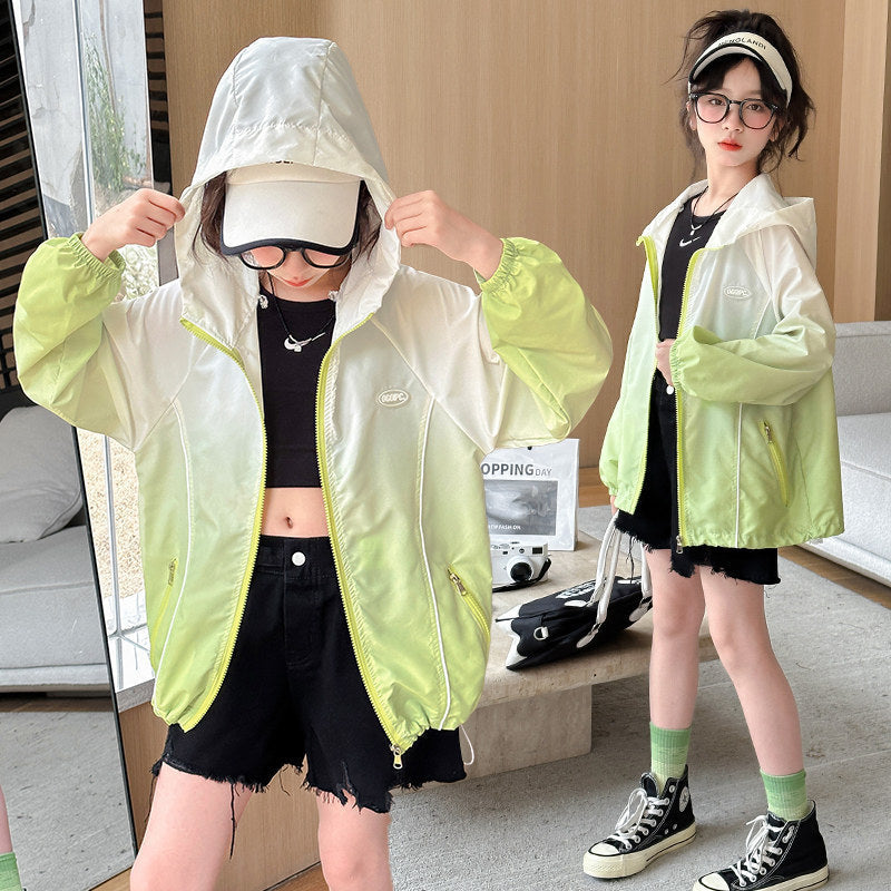 Damen nan leichte Übergangsjacke mit Kapuze elastischen Bündchen und Reißverschlusstaschen Drune