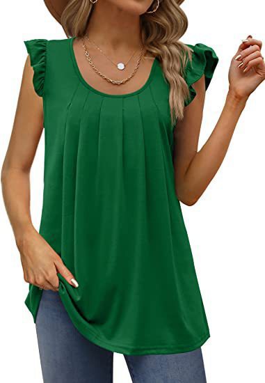 Damen luftiges Blusenshirt mit elegantem Rüschendesign Drune