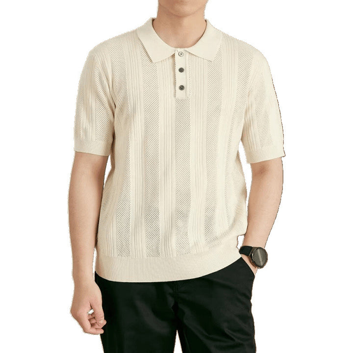 Herren Modisches Kurzarm-Strickpoloshirt Drune