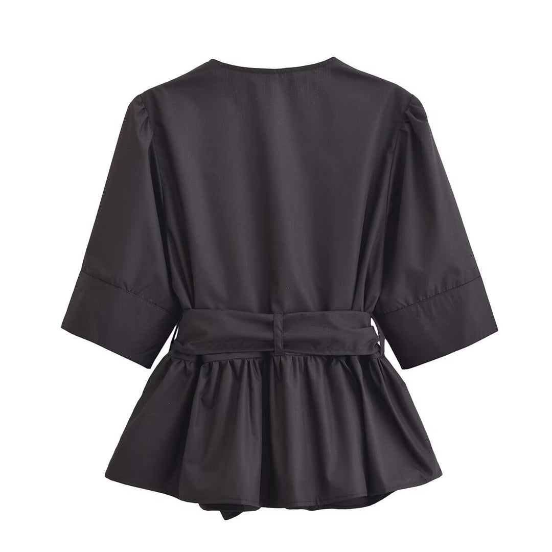 Damen elegante Bluse mit Schleifendetails Drune