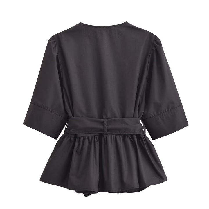 Damen elegante Bluse mit Schleifendetails Drune