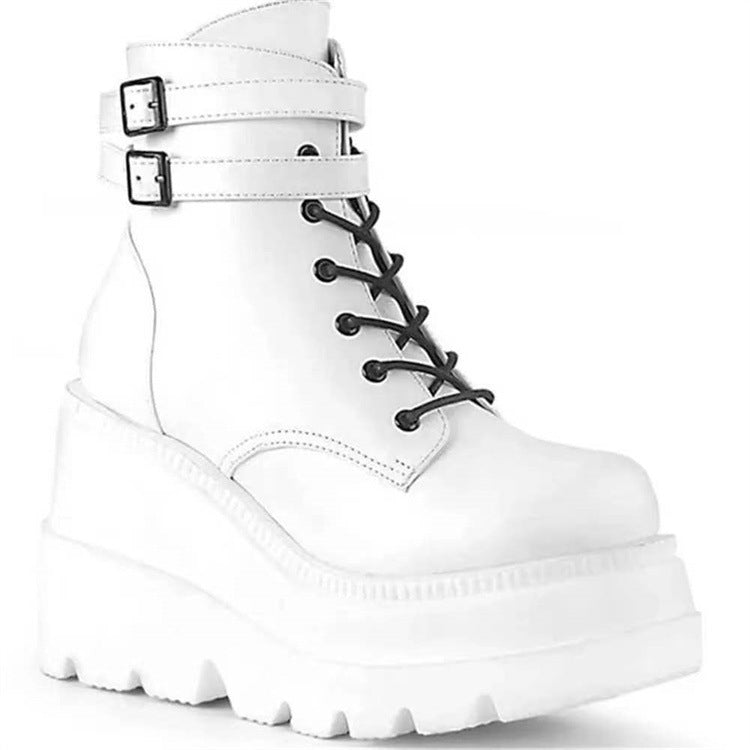 Damen modische Plateaustiefel mit hochwertigem Leder und robustem Profil Drune