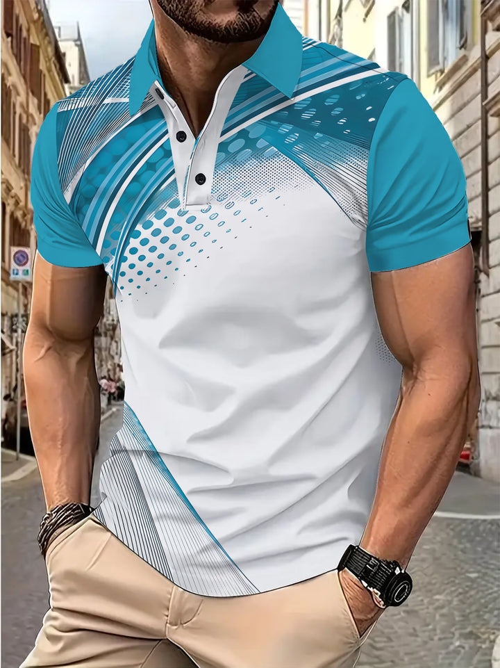 Herren Poloshirt mit modernem Grafik-Design und atmungsaktiven Eigenschaften Drune