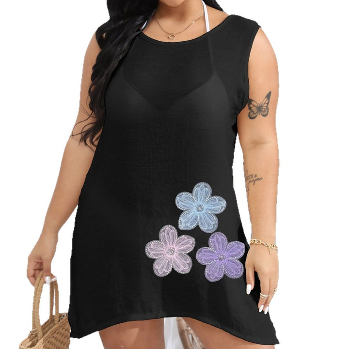 Damen Strandkleid mit exklusiven Blumenstickereien Drune
