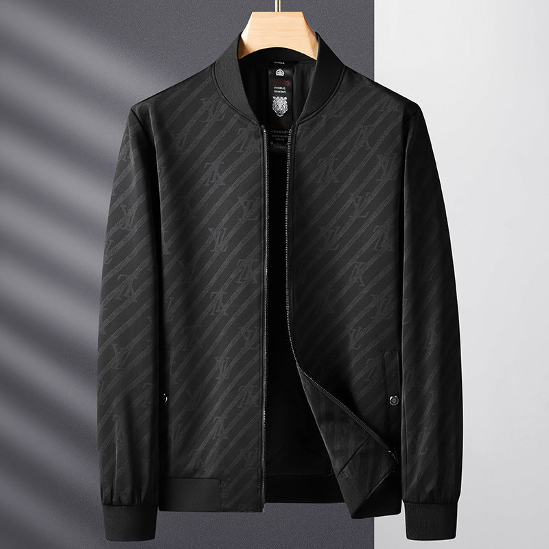 Herren Leichte Bomberjacke im Jacquard‑Monogramm mit Reißverschluss und Rippbündchen Drune