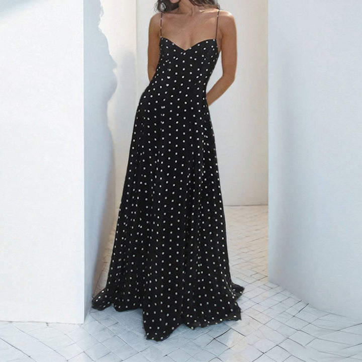 Damen Maxikleid mit zartem Herz-Ausschnitt und verspieltem Punktemuster Drune