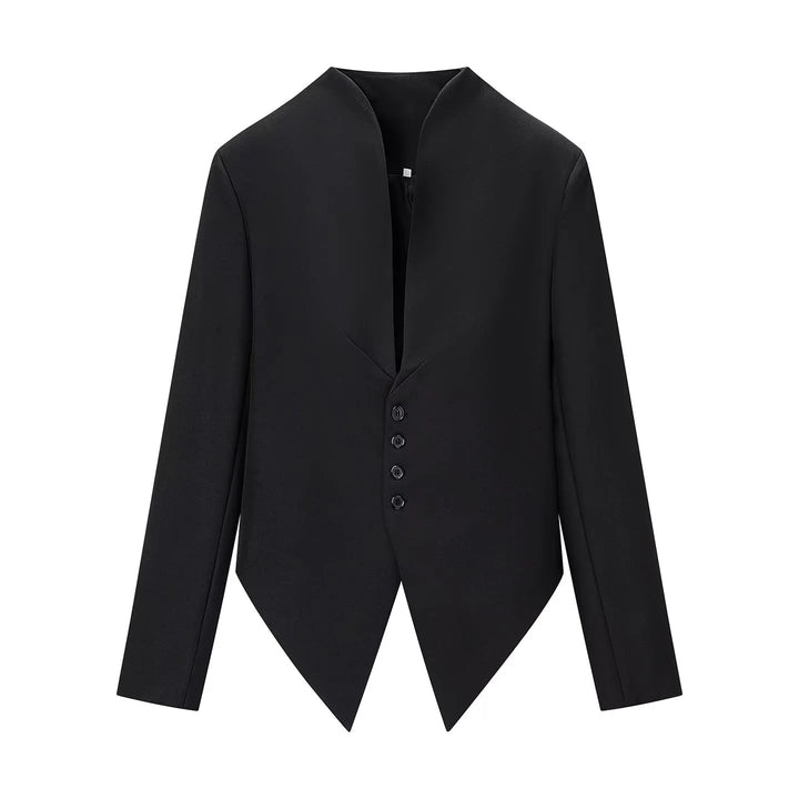 Damen nan taillierter Blazer mit Stehkragen, asymmetrischem Zipfelsaum und Knopfleiste Drune