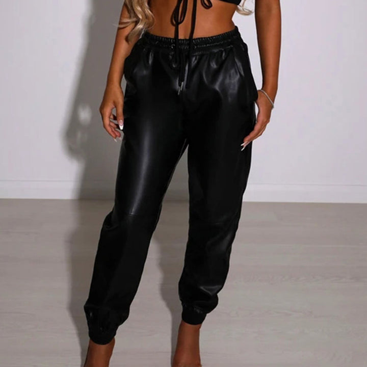 Damen Sportliche Lederhose im modernen Schnitt mit elastischem Bund Drune