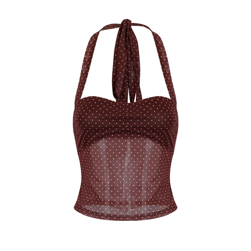 Damen Neckholder Top mit verstellbaren Trägern und punktuellem Design Drune