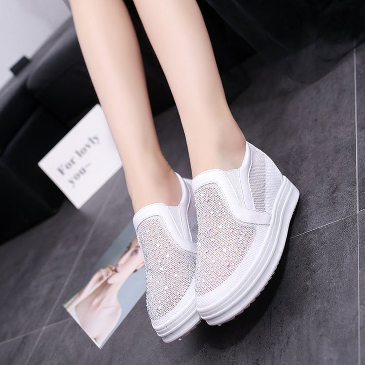 Damen Keil-Sneaker mit Glitzersteinen und atmungsaktivem Mesh Drune