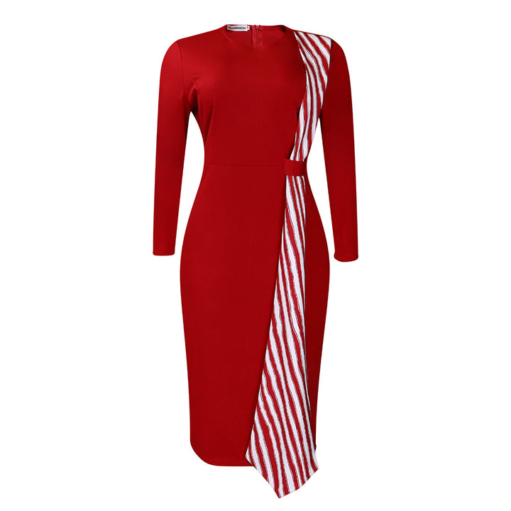 Damen elegantes Kleid mit asymmetrischem Bindedetail und schmalem Schnitt Drune