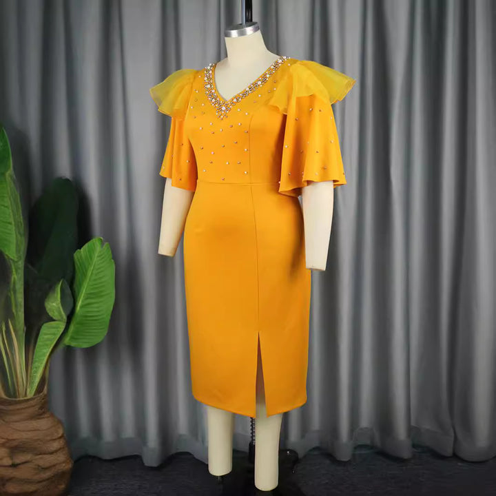 Damen Elegantes Cocktailkleid mit funkelnden Applikationen Drune