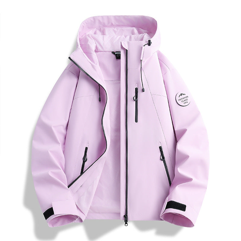 Damen Leichte wasserdichte Kapuzenjacke mit Teddy‑Charm und verdeckten Reißverschlusstaschen Drune