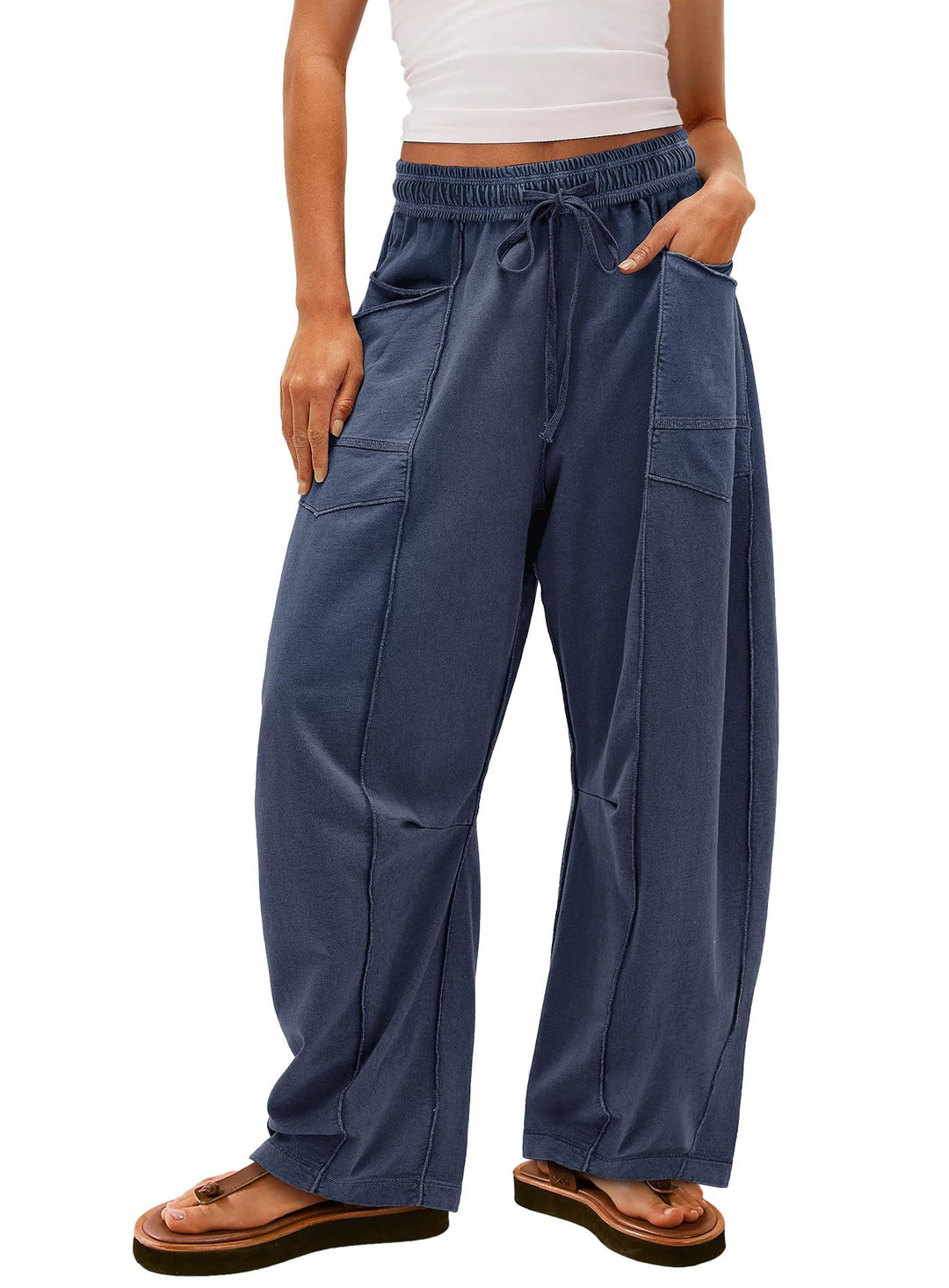 Damen Gemütliche und lässige Freizeithose mit großen Taschen Drune