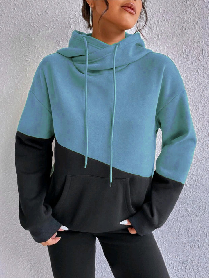 Damen lässiger Kapuzenpullover mit Farbblock-Design Drune