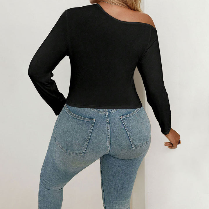 Damen Body mit asymmetrischem Cut-Out und langen Ärmeln Drune