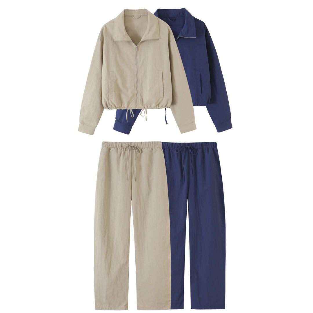 Damen Cropped-Übergangsjacke mit Tunnelzug und Stehkragen Drune