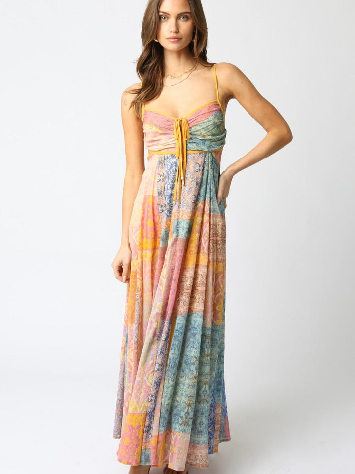 Damen nan bodenlanges Boho-Strandkleid mit gerafftem Bustier und Tunnelzug Drune