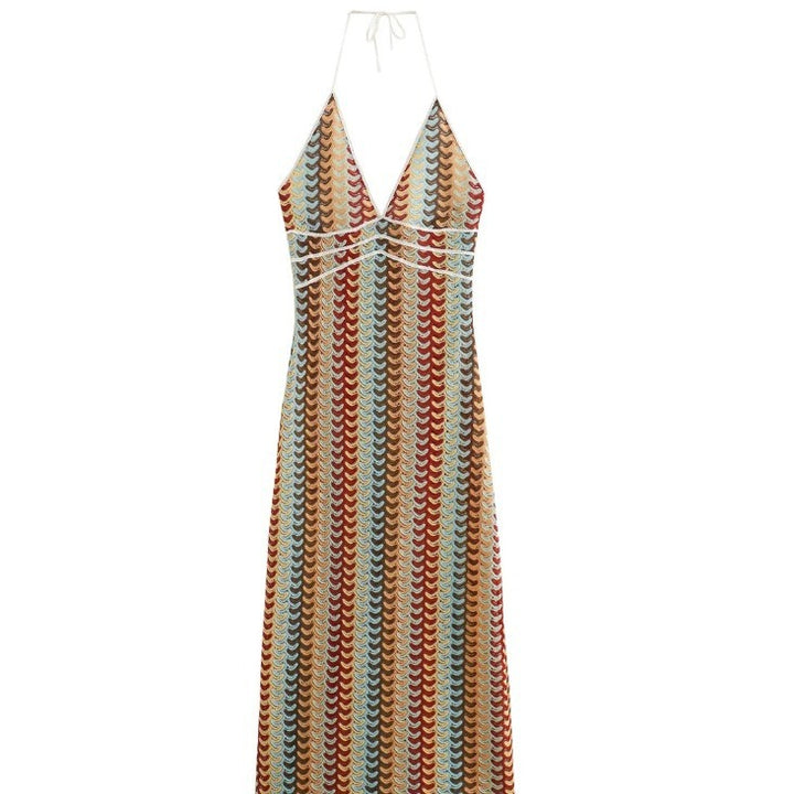 Damen Strickkleid mit tiefem V-Ausschnitt und raffiniertem Wellenmuster Drune