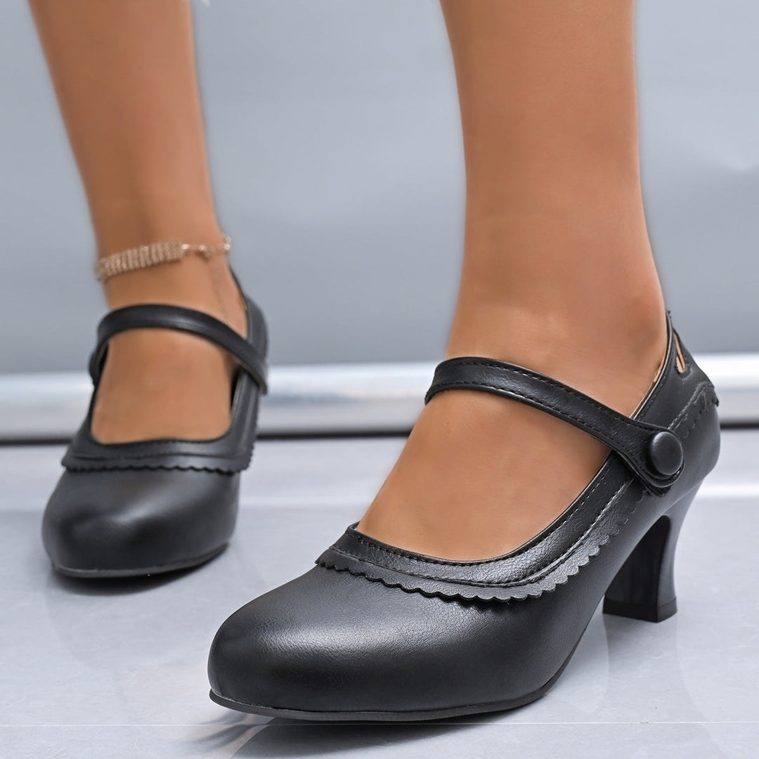 Damen Absatzschuhe mit verstellbarem Riemen und eleganter Schnalle Drune