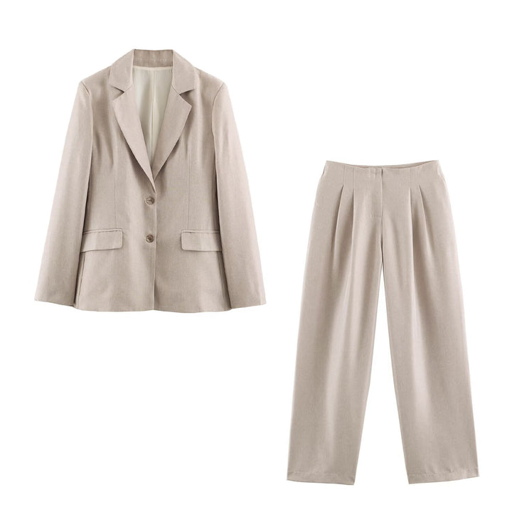 Damen Longline-Blazer im Leinen-Mix mit Reverskragen und Pattentaschen Drune