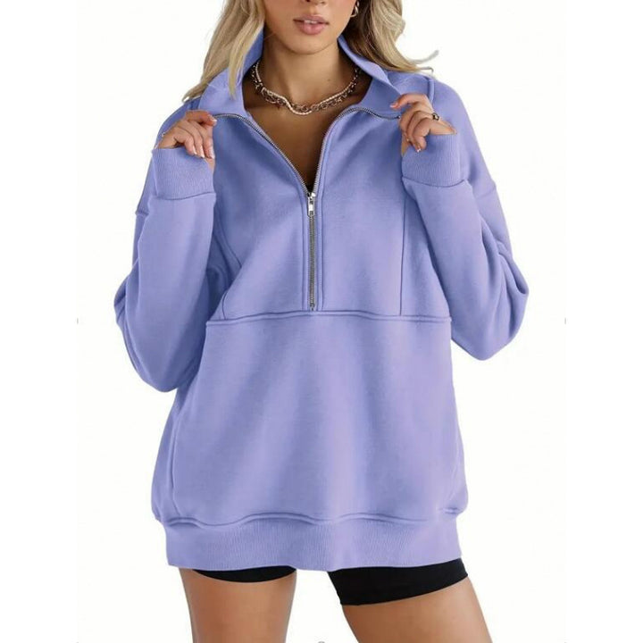 Damen Sweatshirt mit halbem Reißverschluss und oversized Schnitt Drune