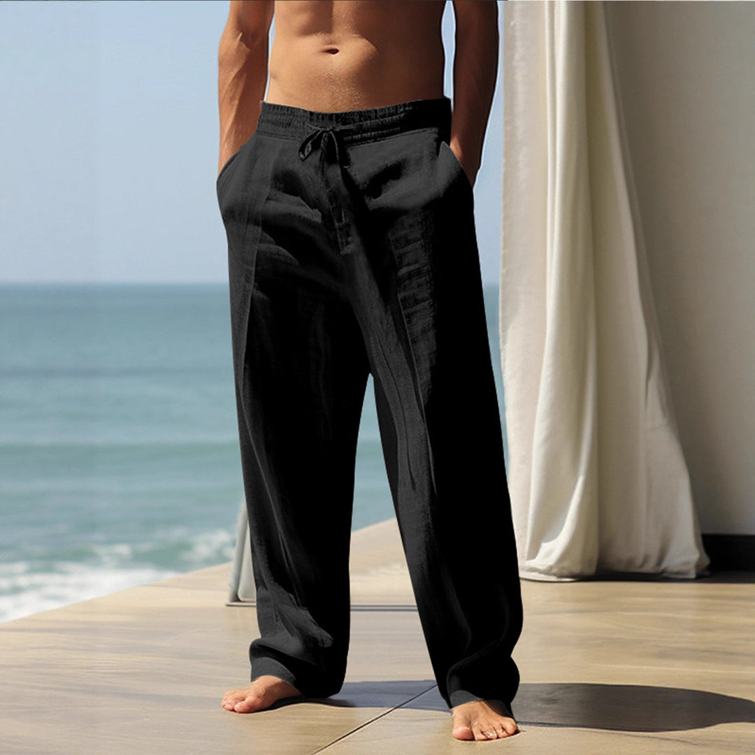 Herren Bequeme Leinenhose mit elastischem Bund und seitlichen Taschen Drune
